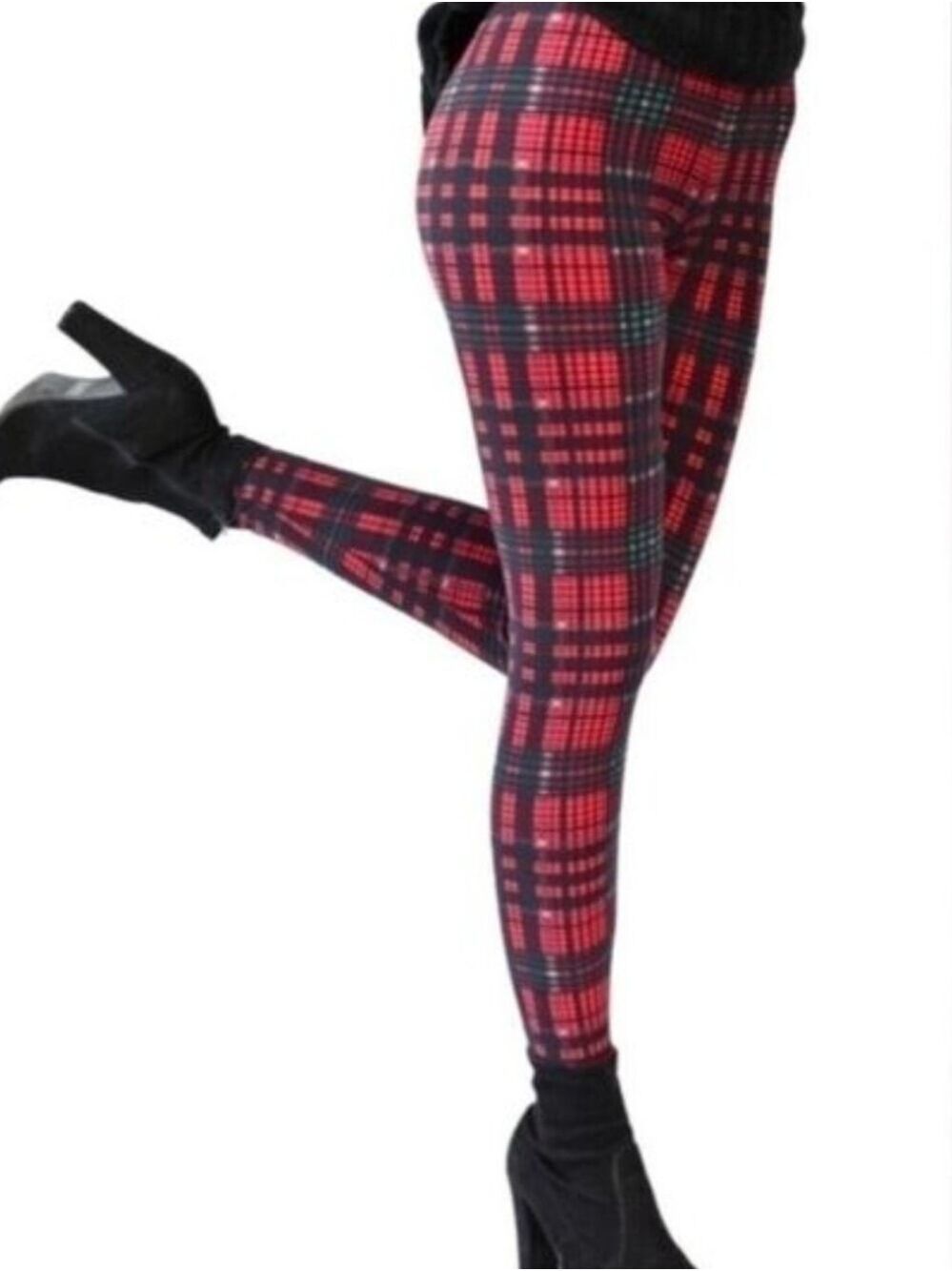 LEGGINGS DEPOT Red & Green Check Plaid Christmas Plus Size 12 NWT
